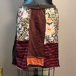 Homemade Patchwork Mixed Pattern Pencil Skirt w/ Pockets Size M 31” Waist
